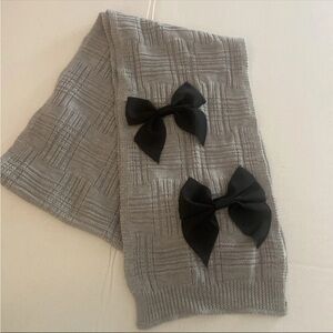 Kate Spade Plaid Muffler Scarf Grosgrain Bows